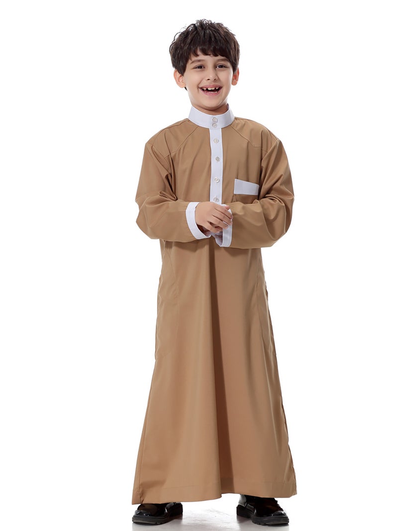 قفطان بلون سادة بني  - Image 3