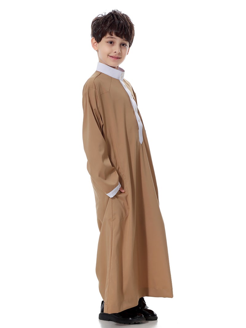 قفطان بلون سادة بني  - Image 5