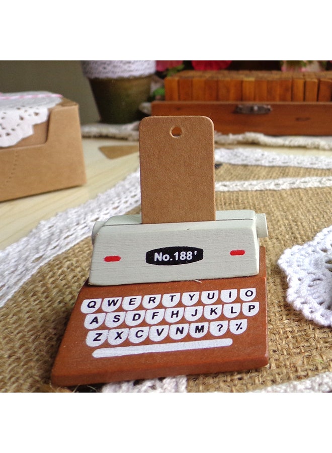 5-Piece Creative Vintage Typewriter Photo Holder Set White/Brown