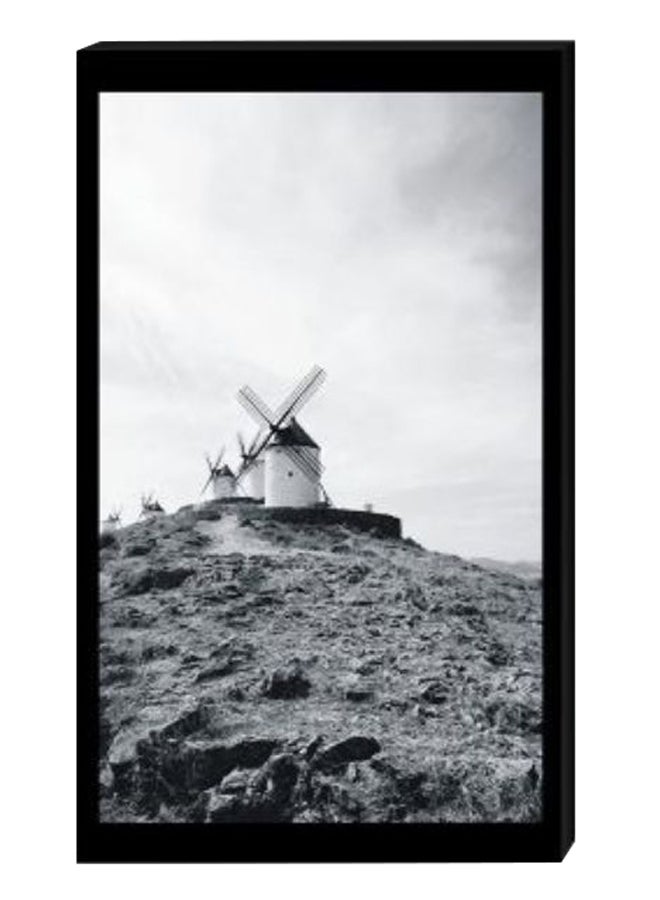 Modern Wall Decor Painting With Inner Frame White/Black