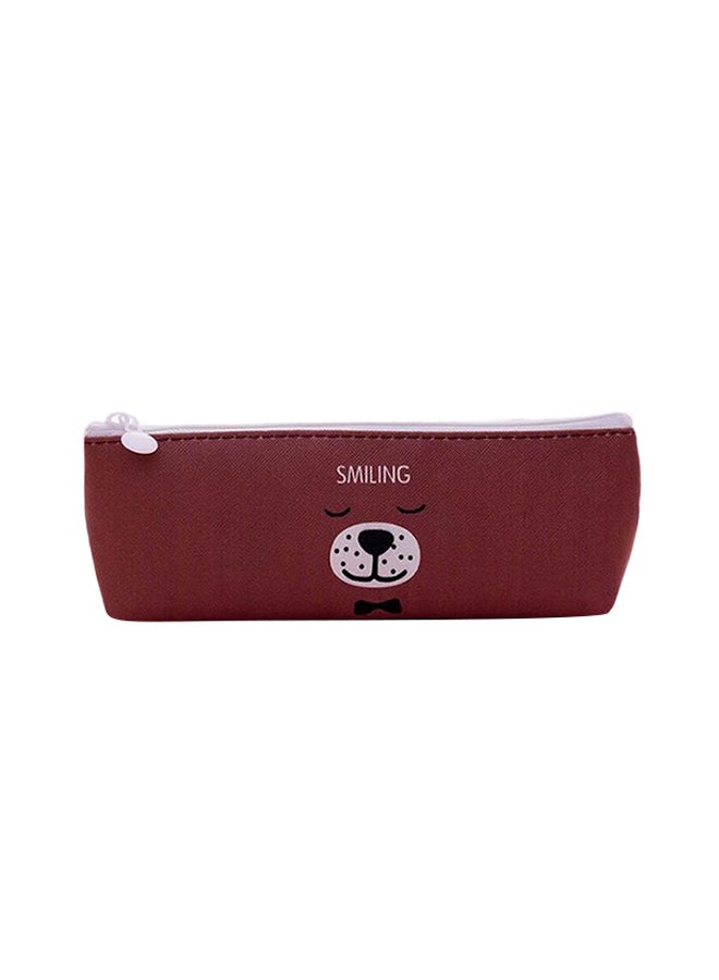Cute Animal Expression Pencil Case Red 