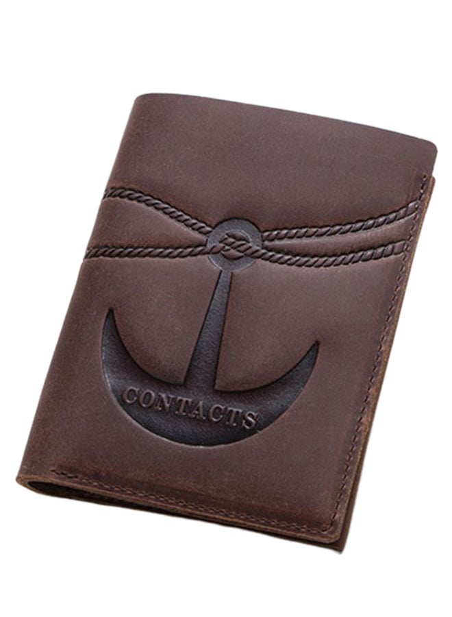 CONTACTS - 2-Fold Vintage Press Button Design Wallet Coffee - Image 1