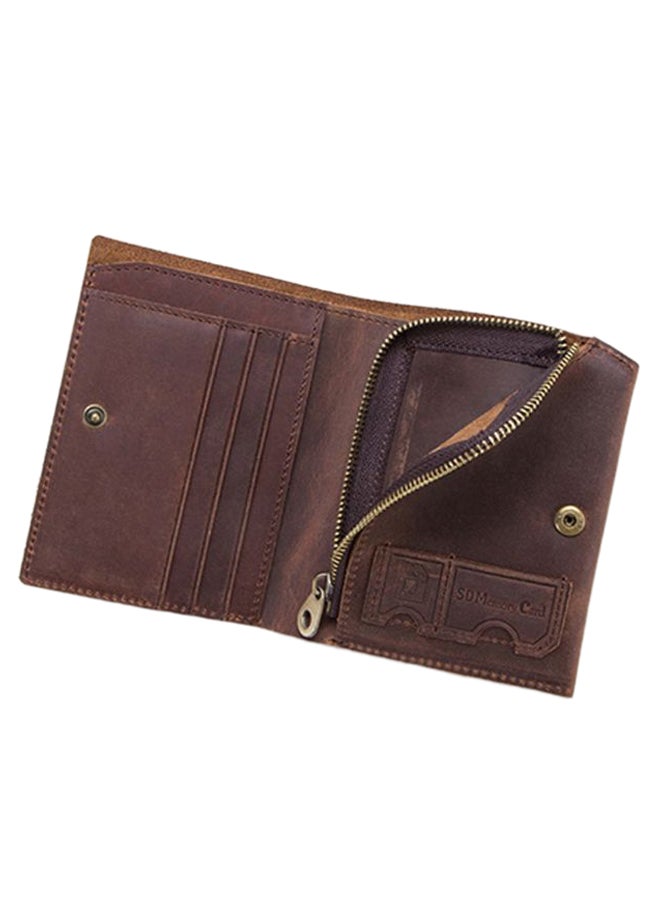CONTACTS - 2-Fold Vintage Press Button Design Wallet Coffee - Image 1