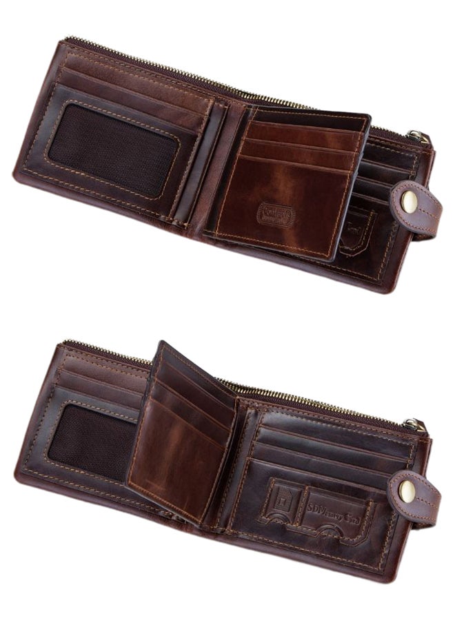 CONTACTS 2-Fold Vintage Casual Wallet Coffee - Image 3