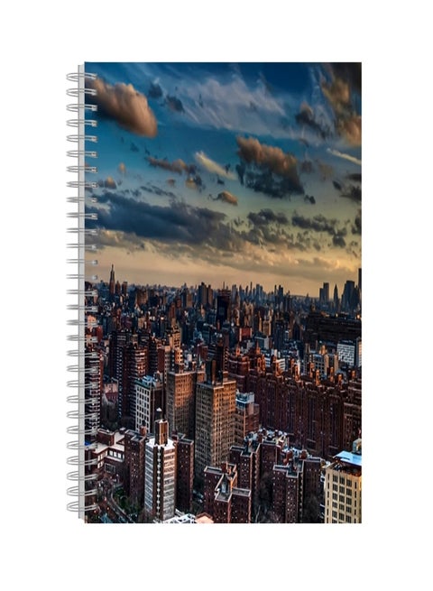A4 Printed Spiral Bound Notebook White/Blue