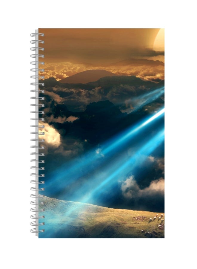 A4 Printed Spiral Bound Notebook Blue/Black/White