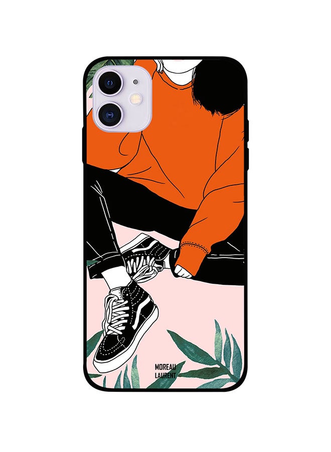 Moreau Laurent Protective Case Cover For Apple iPhone 11 Black Shoes Orange Shirt Girl Ready For Picture
