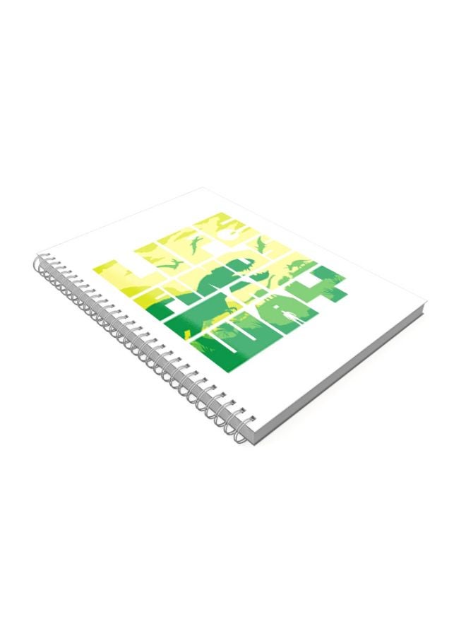 Printed A5 Notebook White/Green/Yellow