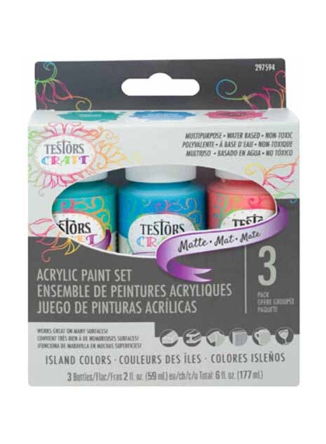 تستورز مجموعة ألوان آيلاند كولور مكونة من 3 ألوان من تيستور (فيروزي، أيلاند بريز، كورال كوف) أزرق / أخضر / أحمر