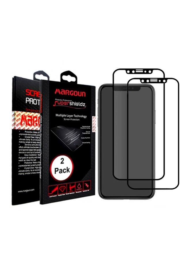 MARGOUN 2-Piece 3D Tempered Glass Screen Protector For Apple iPhone 11 Pro Black/Clear  - Image 2