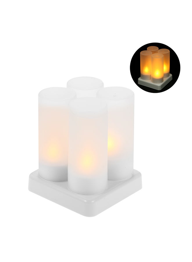 4-Piece Rechargeable Led Flickering Flameless Candle Set White 8centimeter - Image 1
