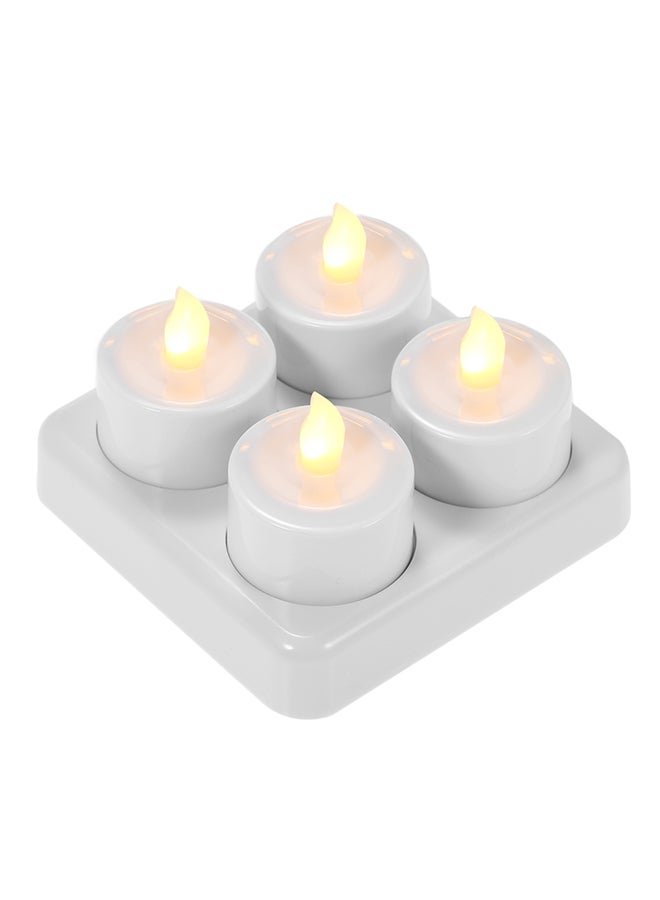 4-Piece Rechargeable Led Flickering Flameless Candle Set White 8centimeter - Image 2