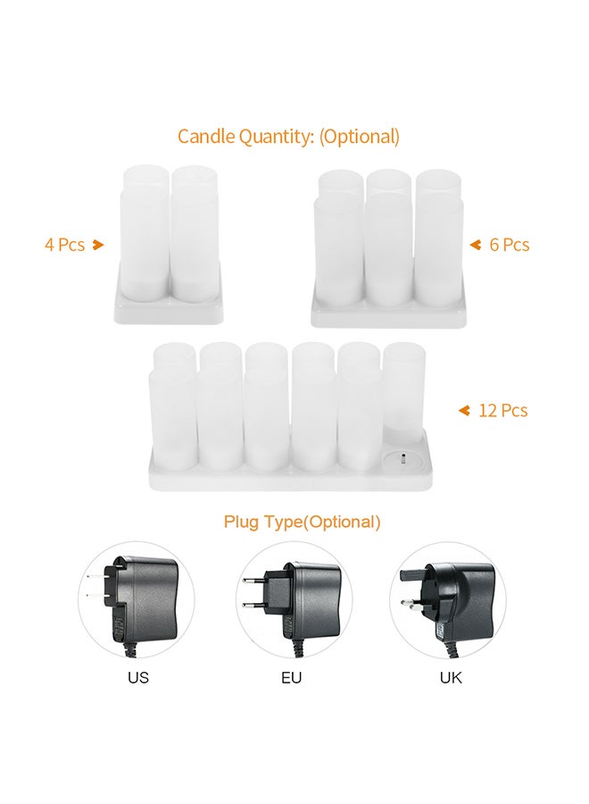 4-Piece Rechargeable Led Flickering Flameless Candle Set White 8centimeter - Image 3