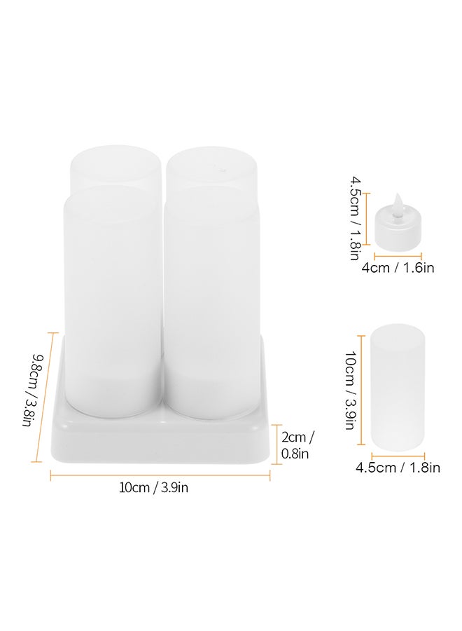 4-Piece Rechargeable Led Flickering Flameless Candle Set White 8centimeter - Image 4