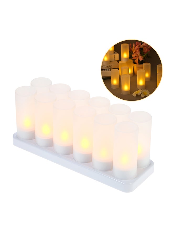 12-Piece LED Candle Light With Frosted Cup White 15centimeter - Image 1