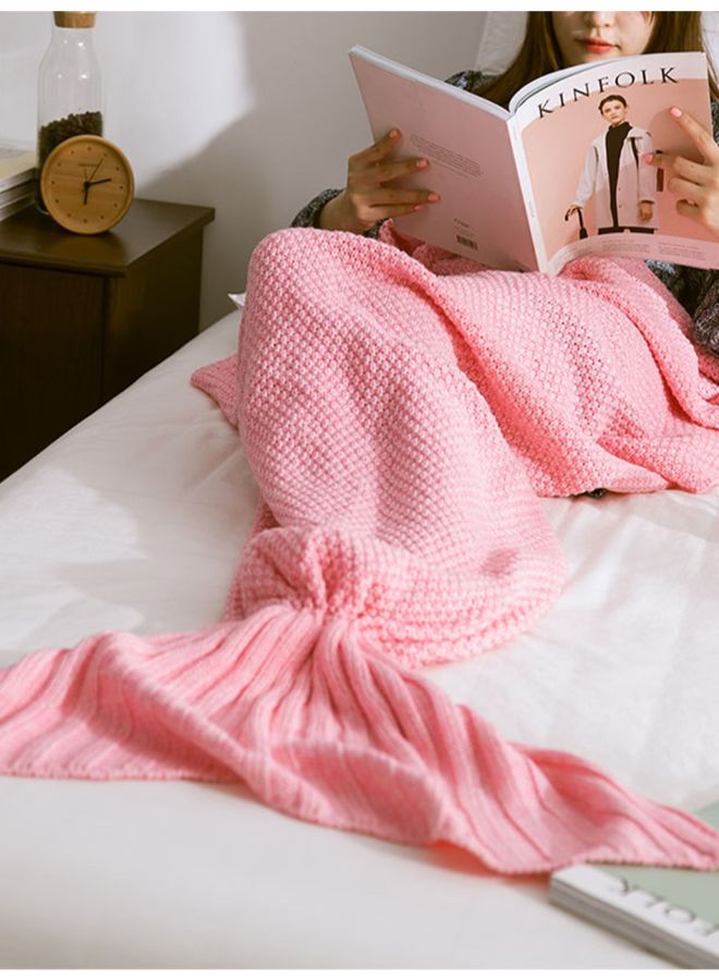 Generic - Mermaid Tail Style Woolen Knitted Blanket Cotton Pink Scentimeter - Image 1