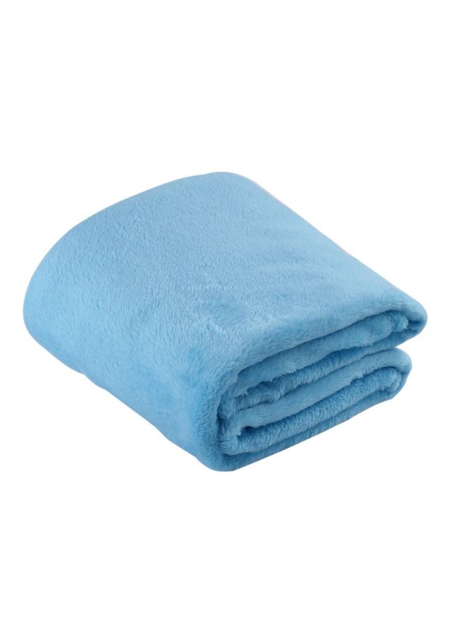 بطانية من المخمل بنمط سادة polyester أزرق - Image 1