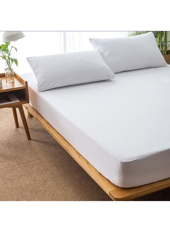 Waterproof Breathable Deep Fitted Mattress Cover Cotton White - Image 2