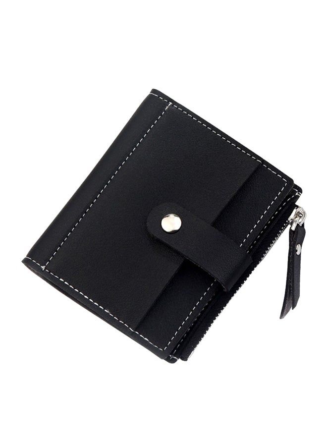 Buckle/Zipper Closure Solid Design Wallet Black 
