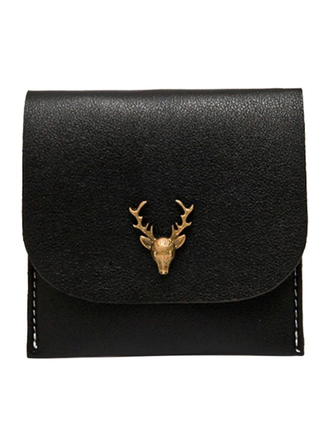 Flap Over Deer Design Wallet Black 