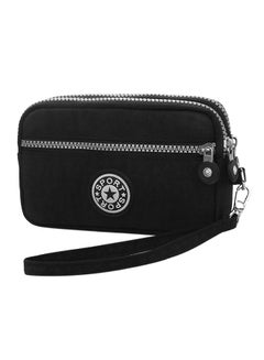 Zipper Closure Solid Design Wallet Black