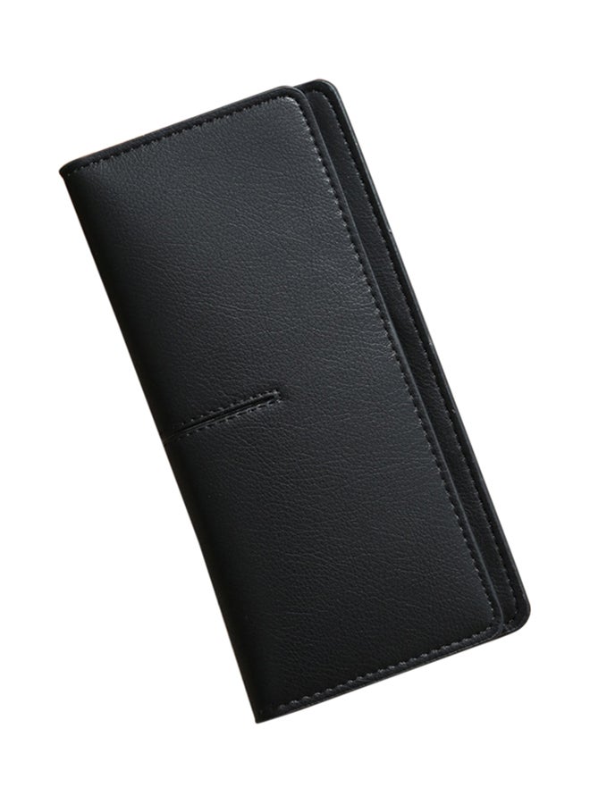 Flap Over Solid Design Wallet Black 