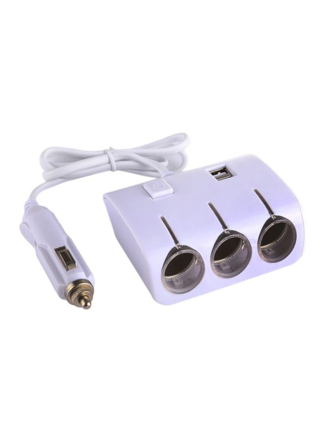 شاحن سيارة متعدد الوظائف مزود بمنفذي USB أبيض - Image 1