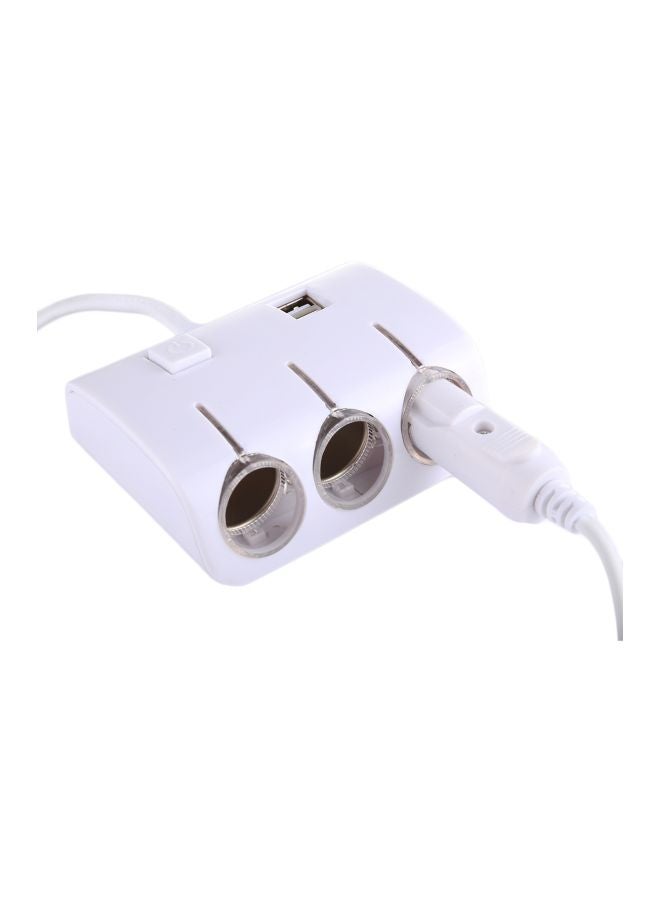 شاحن سيارة متعدد الوظائف مزود بمنفذي USB أبيض - Image 3