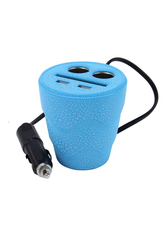 Cup Shaped Multi-Functional Car Charger With Card Socket Blue  - Image 1