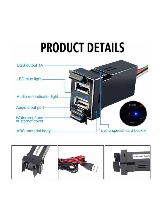 USB Car Charger With Voltmeter For Toyota multicolor - Image 4