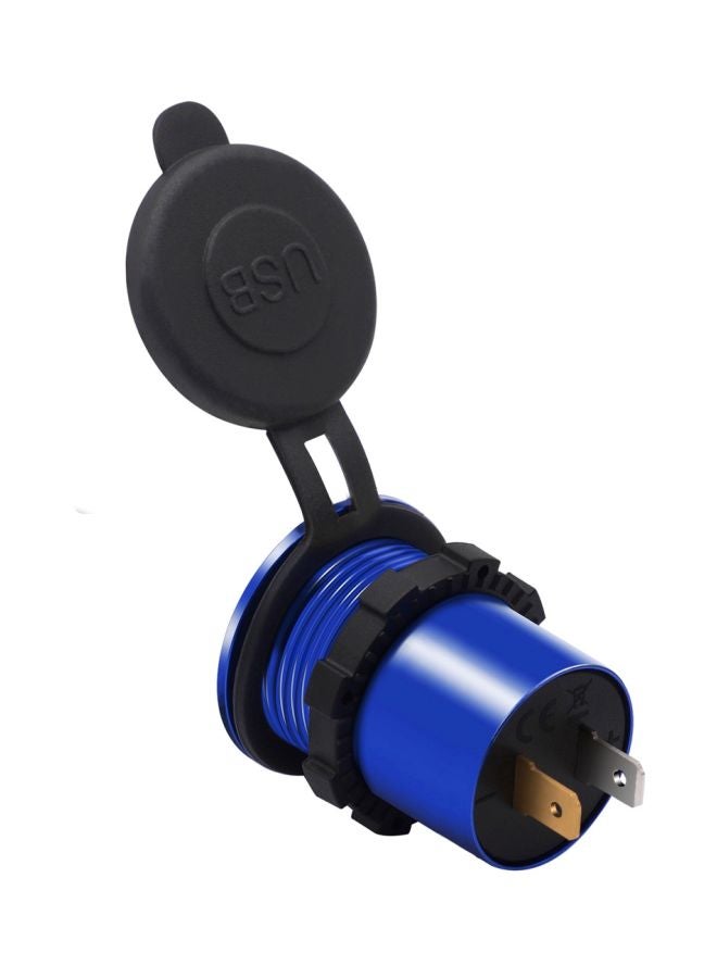 Dual USB Car Charger With Aperture Blue/Black  - Image 3
