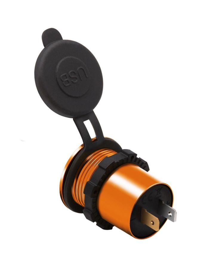 Dual USB Car Charger With Aperture Orange/Black  - Image 3