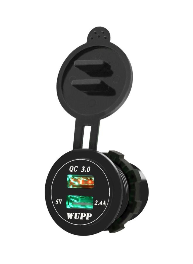 Dual USB Car Charger With Aperture Black/Silver  - Image 2