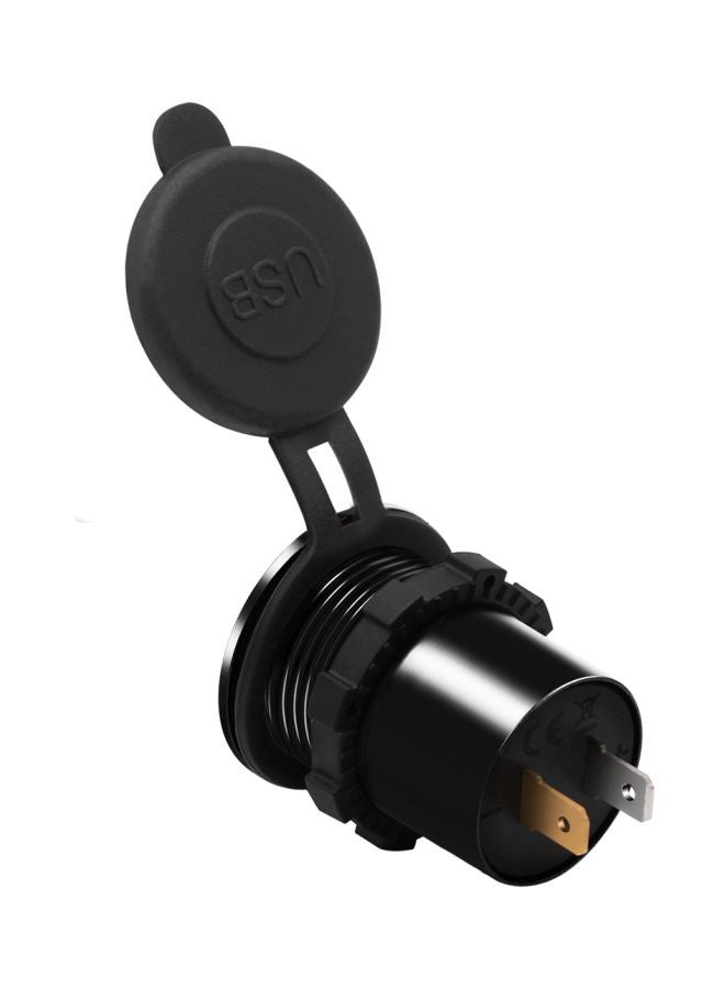 Dual USB Car Charger With Aperture Black/Silver  - Image 3