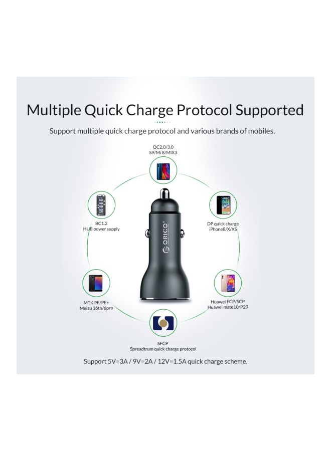 Orico Dual Port USB Car Charger Black - Image 4