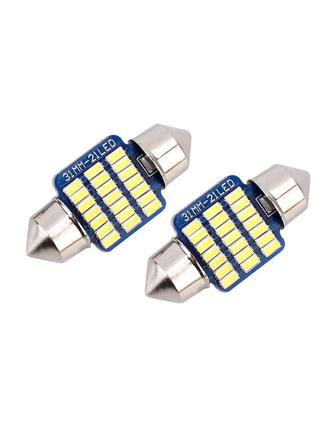 2-Piece 31mm DC12V 1W 6000K 65LM 21LEDs SMD-3014 Car License Plate Light Dome With Decoder - Image 1