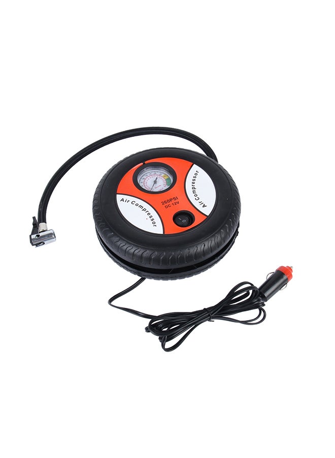 Generic 12V 10A Tire Shape Air Pump With Gauge and Three Nozzle Adapters - Image 1