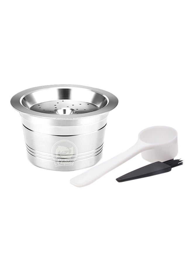 Stainless Steel Coffee Capsules Refillable Pod With Spoon Brush Silver 30centimeter - Image 1