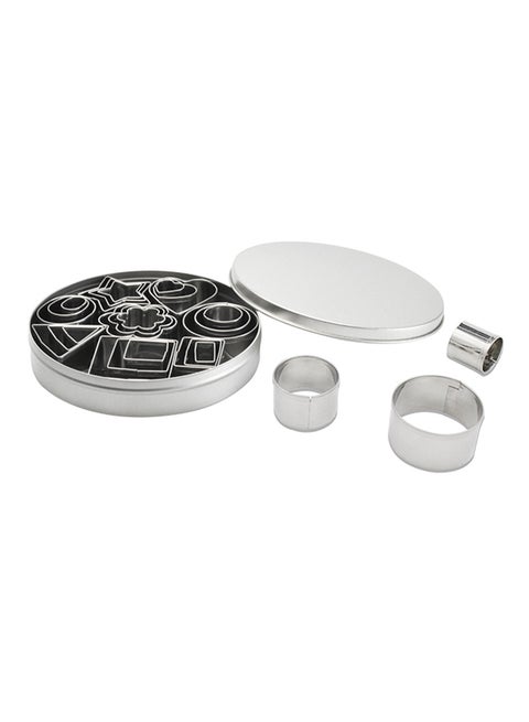 24-Piece Mini Geometric Shapes Cookie Cutter Set Silver 104cm