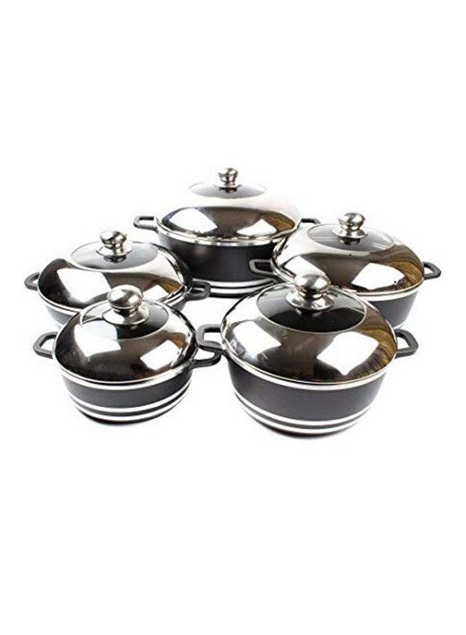 ديسيني طقم أواني طهي بسطح مانع للالتصاق مكون من 10 قطع أسود 20, 24, 28, 32, 28سم