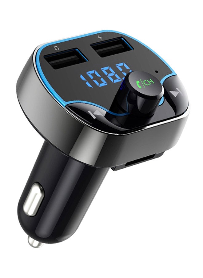 جهاز إرسال T24FM سريع الشحن لنظام الملاحة الصوتي بالسيارة، لإمكانية إجراء المكالمات من دون استخدام اليدين عن طريق البلوتوث ومزود بمشغل MP3