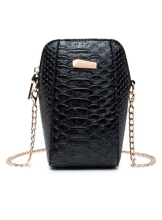 Generic - Mobile Phone Pu Zipper Detachable Chain Wallet Black - Image 1