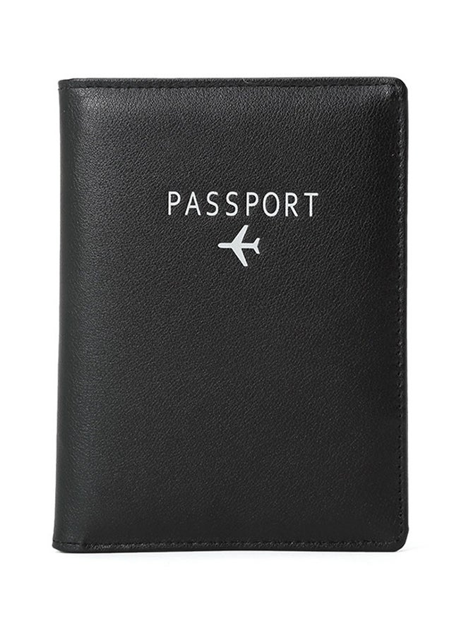 Square Shape Solid Color Passport Case Wallet Black 