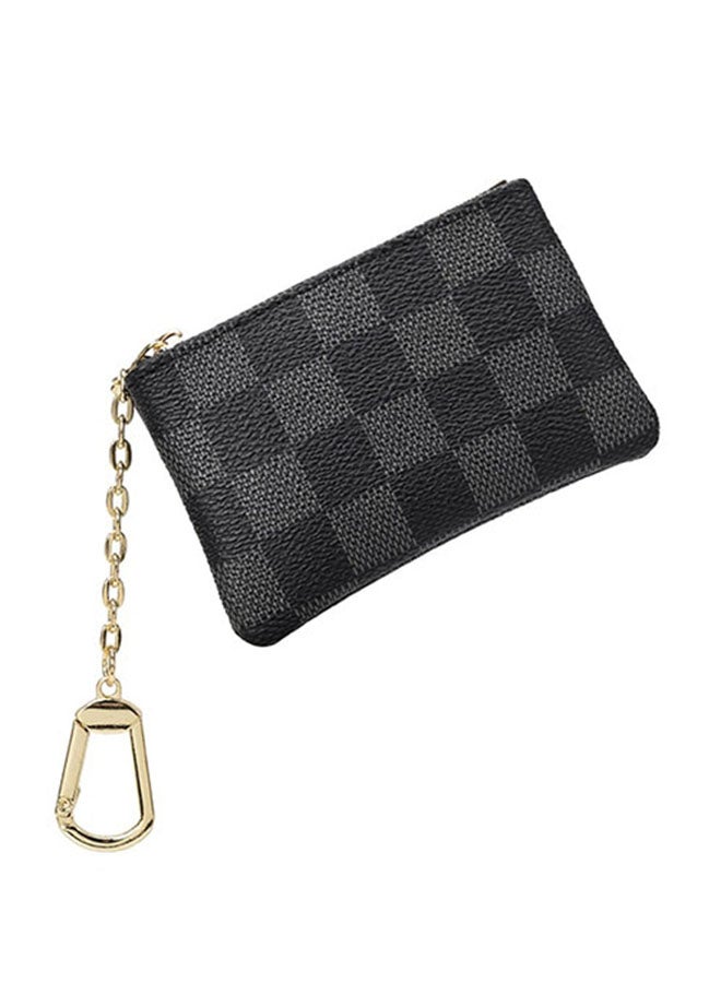 Zipper Closure Mini Wallet Black 