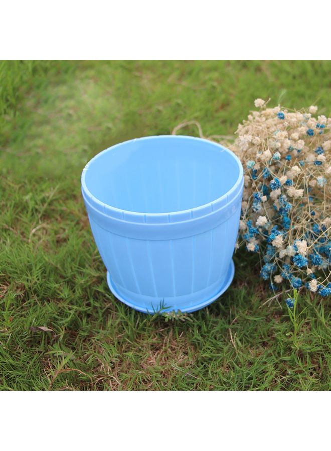 Generic 10-Piece Imitation Wooden Barrel Flower Pot With Tray Blue 9 x 6.5cm  - Image 2