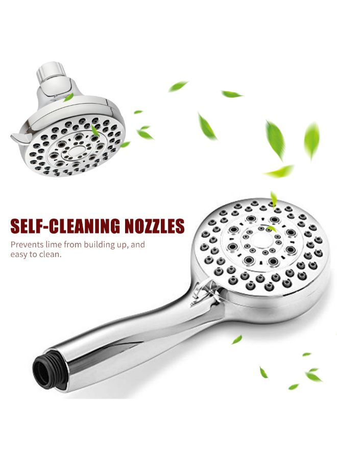 5-Spray Setting Handheld Shower Head Set Silver 22 x 10 x 21.9centigram - Image 4