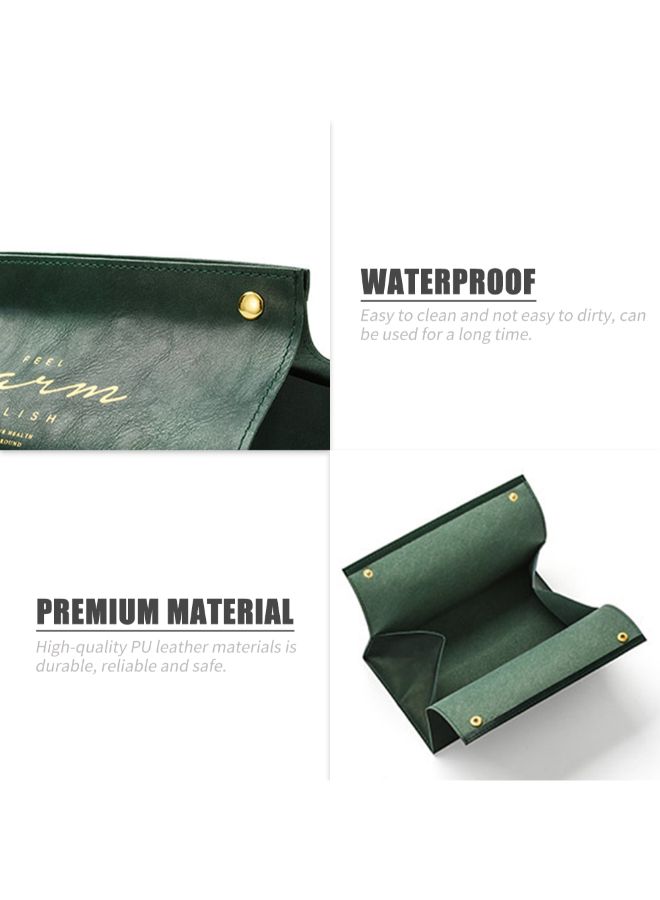 Generic - Portable PU Leather Paper Towel Dispenser Dark green 20x2x16cm - Image 1