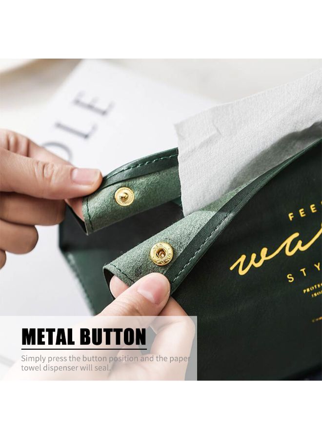Generic - Portable PU Leather Paper Towel Dispenser Dark green 20x2x16cm - Image 1