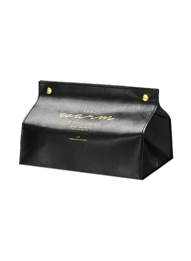 Generic - Portable PU Leather Paper Towel Dispenser Black 20x2x16cm - Image 1