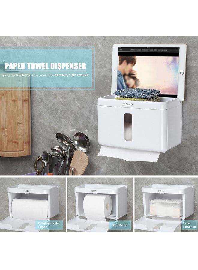 ecoco - Wall Mounted Paper Towel Dispenser White 22.3x14x15cm - Image 1